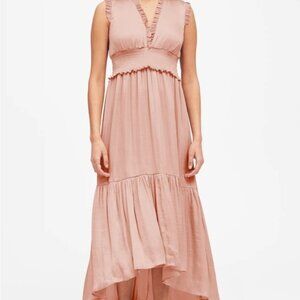 Banana Republic Satin Maxi High Low V Neck Pink Dress 4